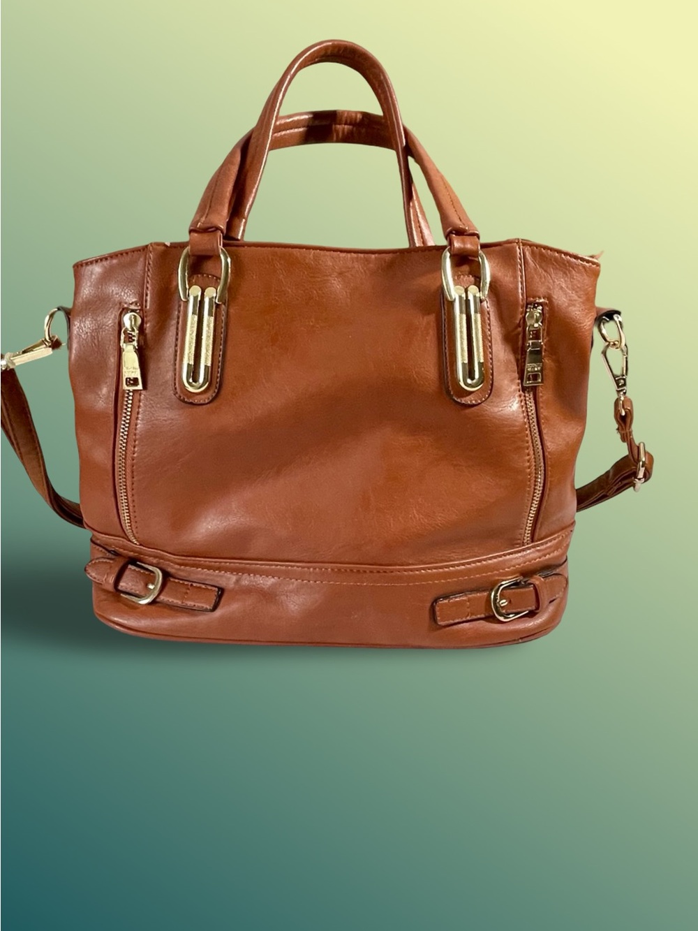 Chispaulo Faux Leather Brown/Caramel Satchel Handbag